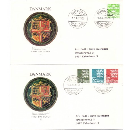 1984. Suppleringsværdier, AFA nr. 789,793-95 på  FDC med enkeltmærke , 4-blok