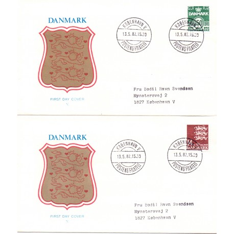 1982. Suppleringsværdier, AFA nr. 749, 753 på  FDC med enkeltmærke , 4-blok