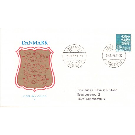 1982. Suppleringsværdier, AFA nr. 758 på  FDC med enkeltmærke , 4-blok