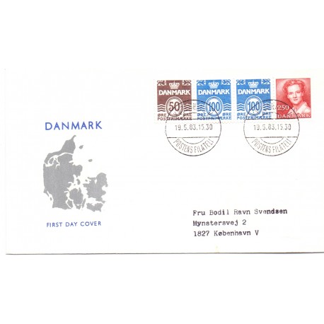 1983. FDC med hæftesammentryk HS6 (enkelt)