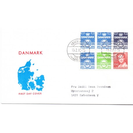 1990. FDC med hæftesammentryk HS14-15  (enkelt)