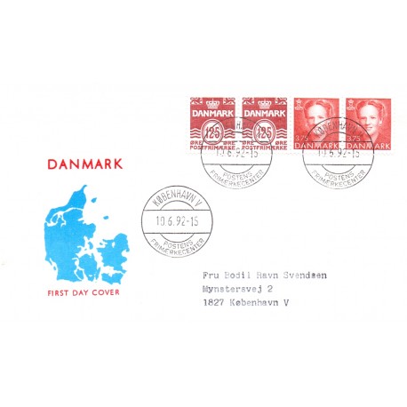 1992. FDC med hæftesammentryk HS17  (enkelt)