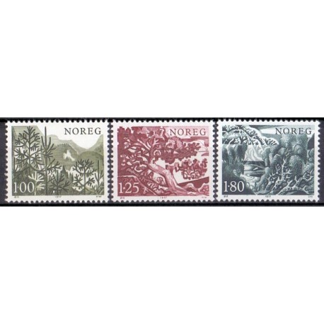 Norge. 1977. Træer. AFA nr. 758-60 ** stemplet postfrisk FDC
