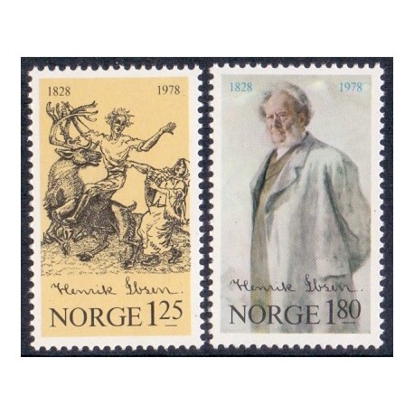 Norge. 1978. Henrik Ibsens fødsel. AFA nr. 778-79 ** stemplet postfrisk FDC
