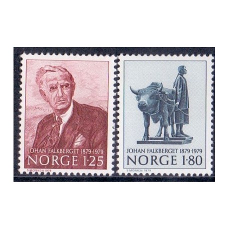 Norge. 1979. Johan Falkbergst fødsel AFA nr. 811-12 ** stemplet postfrisk FDC
