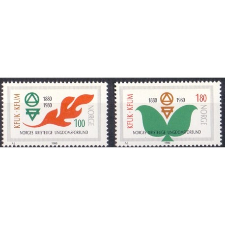 Norge. 1980.  KFUK & KFUM.  AFA nr. 820-21 ** stemplet postfrisk FDC