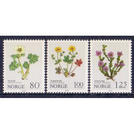 Norge. 1979.  Højfjeldsblomster.  AFA nr. 817-19 ** stemplet postfrisk FDC