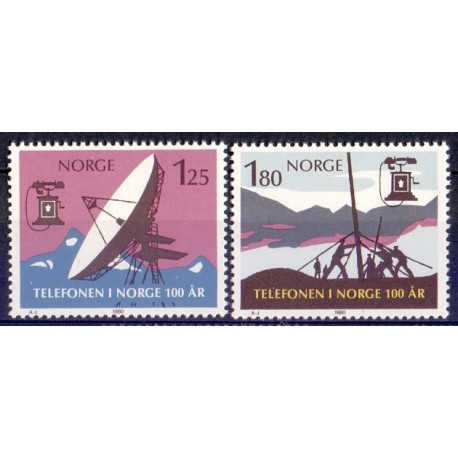 Norge. 1980.  Telefonen i 100 år..  AFA nr. 826-27 ** stemplet postfrisk FDC