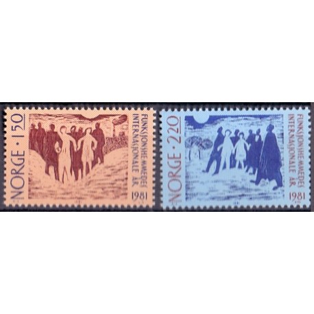 Norge. 1981. FN's International handicapår.  AFA nr. 853-54 ** stemplet postfrisk FDC