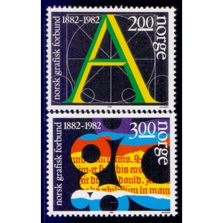 Norge. 1982. Grafisk forbund. AFA nr. 880-81 ** stemplet postfrisk FDC