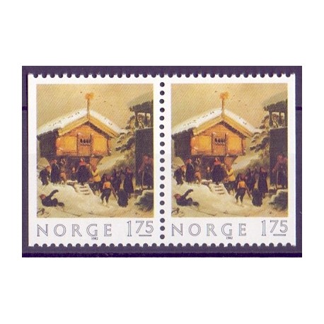 Norge. 1982. Julefrimærker i parstykke. AFA nr. 883 Cv/Ch ** stemplet postfrisk FDC