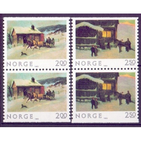 Norge. 1983. julefrimærker, i parstykker. AFA nr. 902Co-03Cn ** stemplet postfrisk FDC