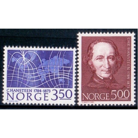 Norge. 1984. Christopher Hansteens fødsel. AFA nr. 910-11 ** stemplet postfrisk FDC