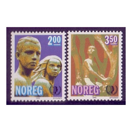 Norge. 1985. FN's Inter. Ungdomsår . AFA nr. 932-33 ** stemplet postfrisk FDC