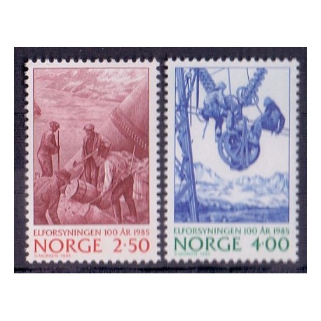 Norge. 1985. El forsyningen i 100 år. AFA nr. 936-37 ** stemplet postfrisk FDC