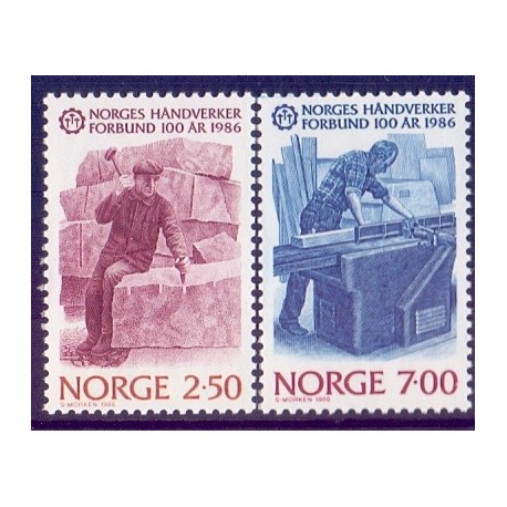 Norge. 1986. Håndværkerforbundet. AFA nr. 949-50 ** stemplet postfrisk FDC