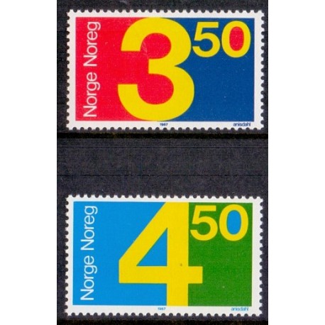 Norge. 1987.  Tal i farver. AFA nr. 965-66 ** stemplet postfrisk FDC