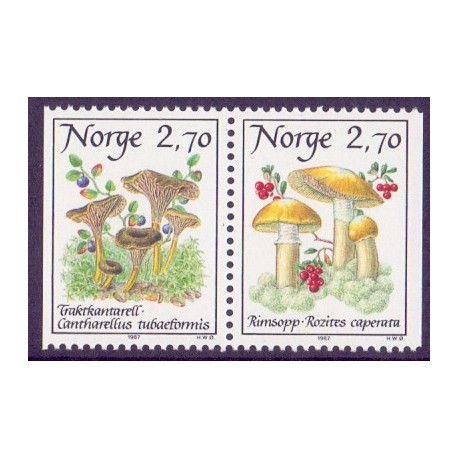Norge. 1987. Spiselige svampe i parstykke. AFA nr. 971Cv-72Ch ** stemplet postfrisk FDC