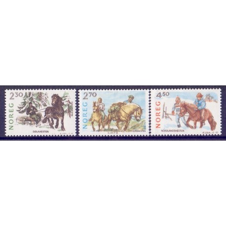 Norge. 1987.  Norske hesteracer. AFA nr. 980-82 ** stemplet postfrisk FDC