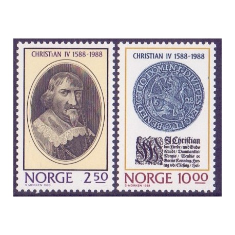 Norge. 1988.  Christian IV's tronbestigelse. AFA nr. 999-1000 ** stemplet postfrisk FDC