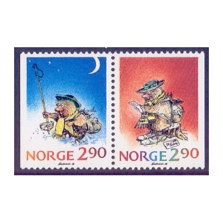 Norge. 1988. Julefrimærker i parstykke AFA nr. 1005Cv-06Ch ** stemplet postfrisk FDC