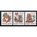 Norge. 1989. Norske dyr II AFA nr. 1007-09 ** stemplet postfrisk FDC