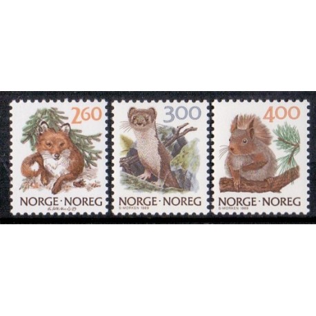 Norge. 1989. Norske dyr II AFA nr. 1007-09 ** stemplet postfrisk FDC