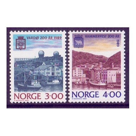 Norge. 1989. Vardø og Hammerfest byjubilæum AFA nr. 1013-14 ** stemplet postfrisk FDC