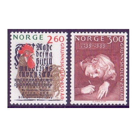 Norge. 1989. Norsk folkeskole i 250 år. AFA nr. 1019-20 ** stemplet postfrisk FDC