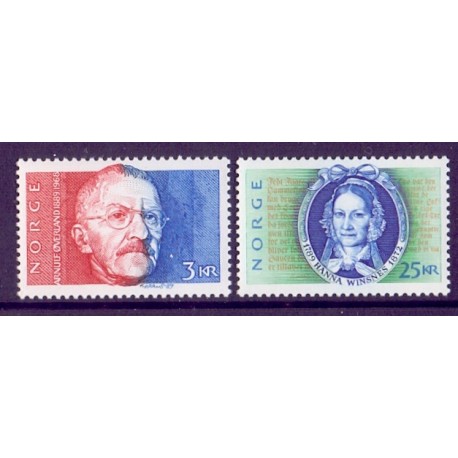 Norge. 1989. Lyriker og forfatter fødsel. AFA nr. 1029-30 ** stemplet postfrisk FDC