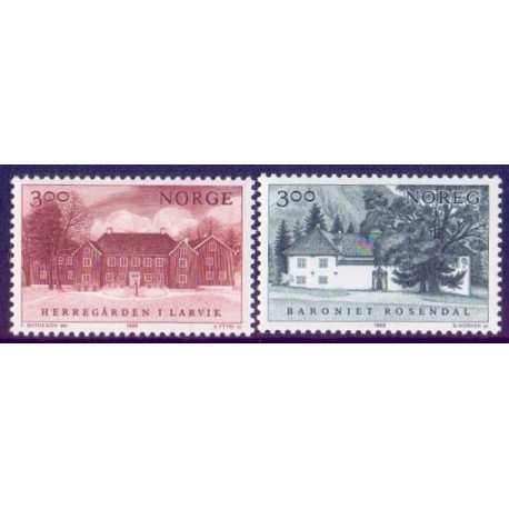 Norge. 1989. Norske herregårde. AFA nr. 1031-32 ** stemplet postfrisk FDC