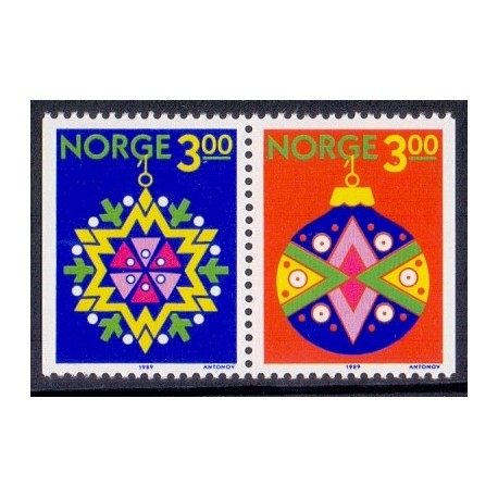 Norge. 1989. Julefrimærker i parstykke. AFA nr. 1033Cv-34Ch ** stemplet postfrisk FDC