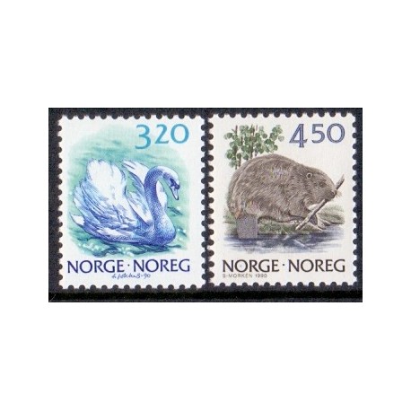 Norge. 1990. Norske dyr III. AFA nr. 1035-36 ** stemplet postfrisk FDC