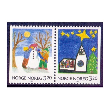 Norge. 1990. Julefrimærker i parstykker. AFA nr. 1054Cv-55Ch **   stemplet postfrisk FDC