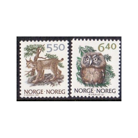 Norge. 1991. Norske dyr IV. AFA nr. 1058-59 ** stemplet postfrisk FDC