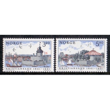 Norge. 1991. Kristiansand byjubilæum. AFA nr. 1060-61 ** stemplet postfrisk FDC