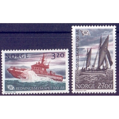 Norge. 1991. Redningsselskabet 100 år. AFA nr. 1066-67 ** stemplet postfrisk FDC