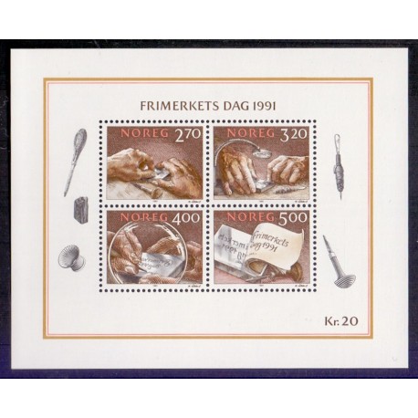 Norge. 1991.Frimærkets dag i miniark. AFA nr. 1068-71 ** stemplet postfrisk FDC