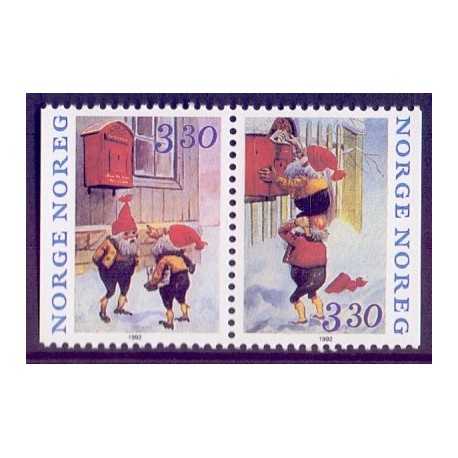 Norge. 1992. Julefrimærker i parstykke.. AFA nr. 1105Cv-06Ch **  stemplet postfrisk FDC