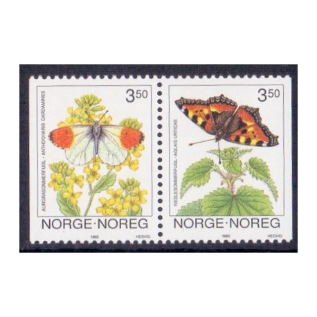 Norge. 1993. Sommerfugle i parstykke. AFA nr. 1115Cv-16Ch. **  stemplet postfrisk FDC