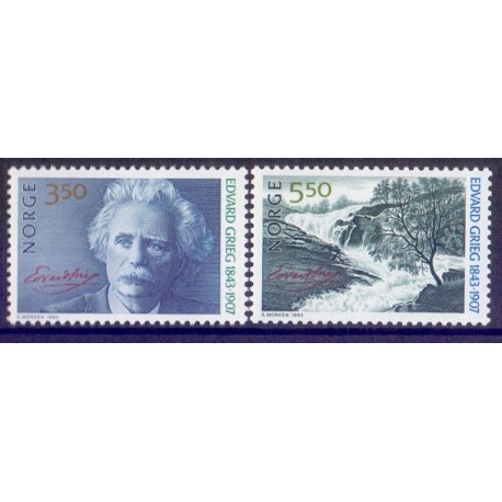 Norge. 1993. Edward Griegs fødsel. AFA nr. 1123-24 **  stemplet postfrisk FDC