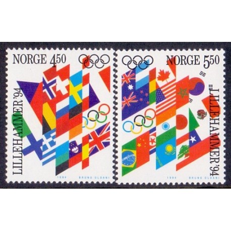 Norge. 1994. Vinter-OL i Lillehammer.  AFA nr. 1144-45 **  stemplet postfrisk FDC