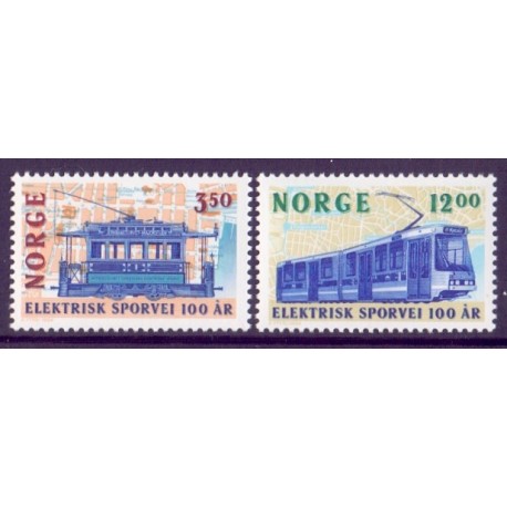 Norge. 1994. Elektriske sporvejes jubilæum.  AFA nr. 1161-62 ** stemplet postfrisk FDC