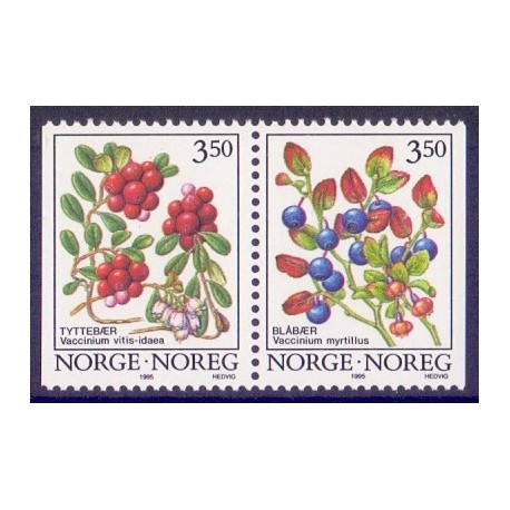 Norge. 1995. Skovbær i parstykke. AFA nr.1170Cv-71Ch **  stemplet postfrisk FDC