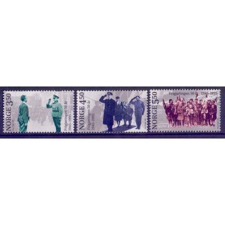 Norge. 1995. 50-året for befrielsen. AFA nr. 1178-80 ** stemplet postfrisk FDC