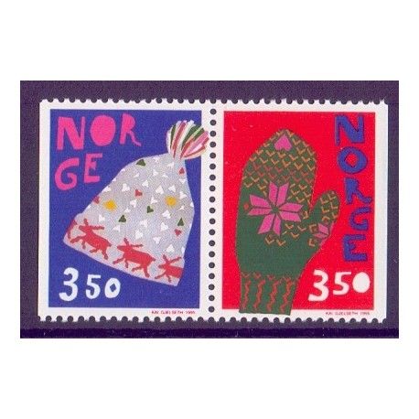 Norge. 1995. Julefrimærker i parstykke. AFA nr. 1198Cv-99Ch ** stemplet postfrisk FDC