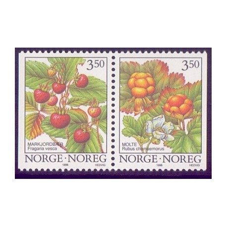 Norge. 1996. Skovbær i parstykke. AFA nr. 1202Cv-03Ch ** stemplet postfrisk FDC