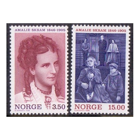 Norge. 1996. Amalie Skrams fødsel. AFA nr. 1224-25 ** stemplet postfrisk FDC
