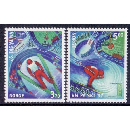 Norge. 1997. Ski-Verdensmesterskaberne. AFA nr. 1240-41 ** stemplet postfrisk FDC