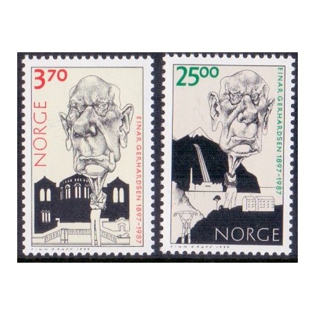 Norge. 1997. Ejnar Gerhardsens fødsel. AFA nr. 1255-56  ** stemplet postfrisk FDC